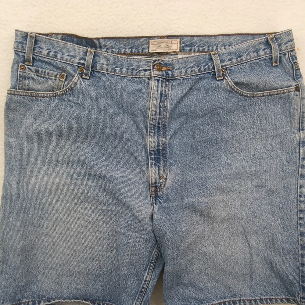 Levi Strauss Signature Shorts Mens 46 Relaxed Fit Blue Denim Jean Cutoff Casual